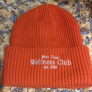 Anthropologie Orange West Coast Wellness Club Beanie
